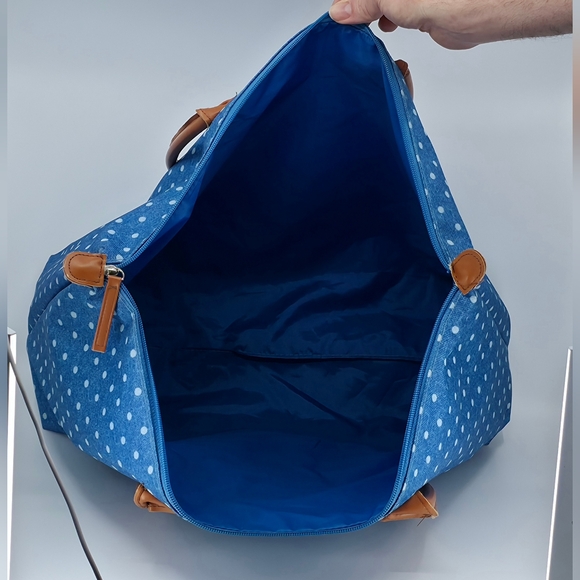 3-Piece Matching Blue Polka Dot Tote & Wallet Set - Picture 11 of 15